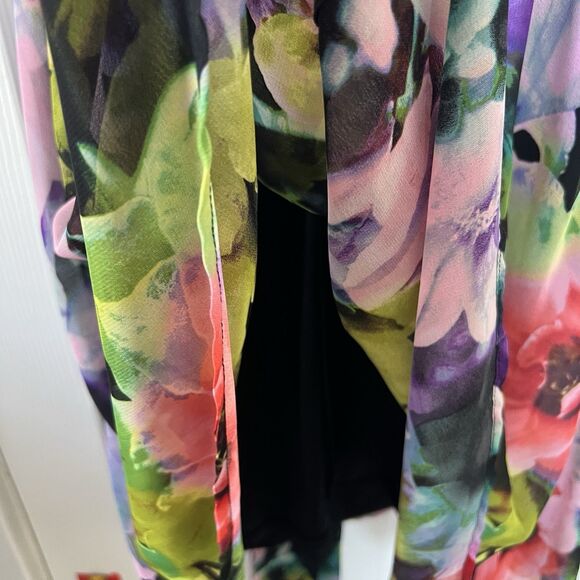 Tahari Floral Faux Wrap Dress Women’s Size 6 Sleeveless V-Neck Midi - Picture 11 of 15